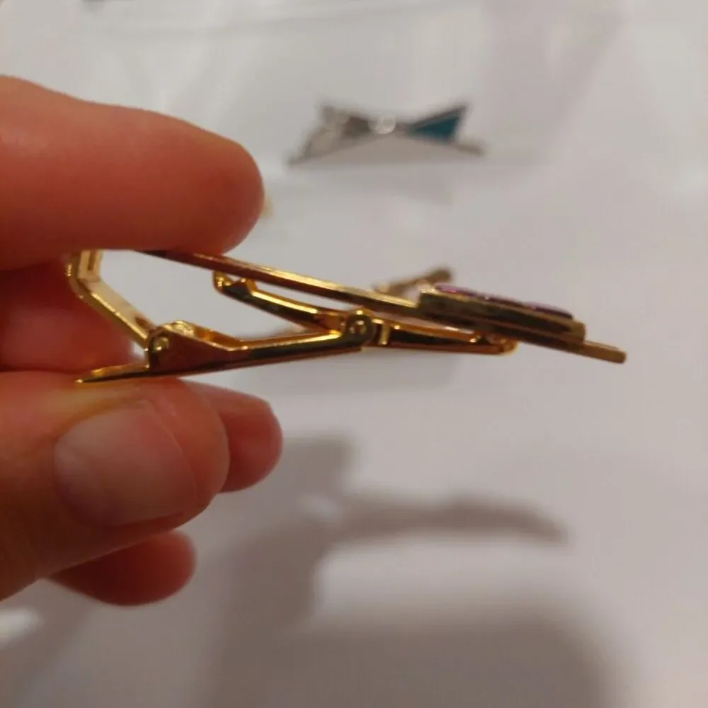 Three Vintage American Tie Pins Gold Tone